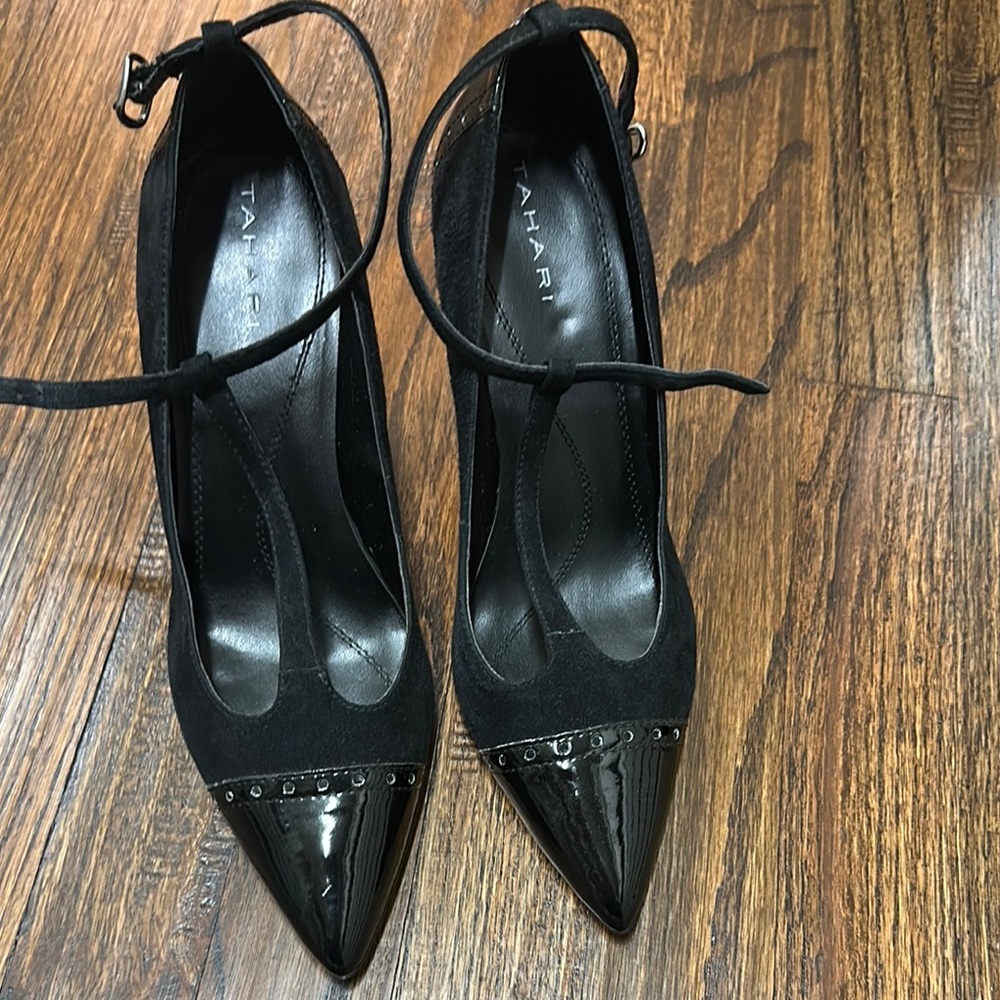 Tahari Black High Heel Stilettos with Ankle Strap
